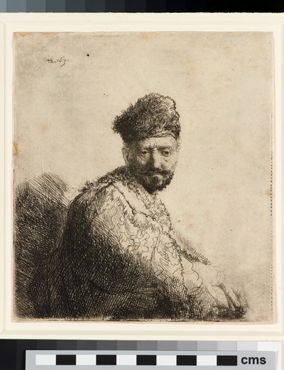 Hombre barbudo con gorro oriental de piel: el padre del artista de Rembrandt van Rijn