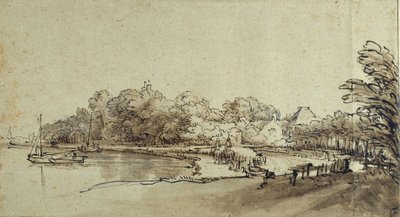 Curva en el Amstel cerca de la Casa Kostverloren, principios de la década de 1650 de Rembrandt Harmensz. van Rijn