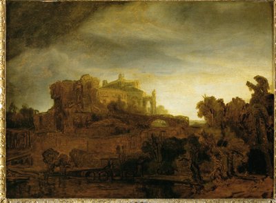 Castillo en el crepúsculo ... de Rembrandt Harmensz. van Rijn