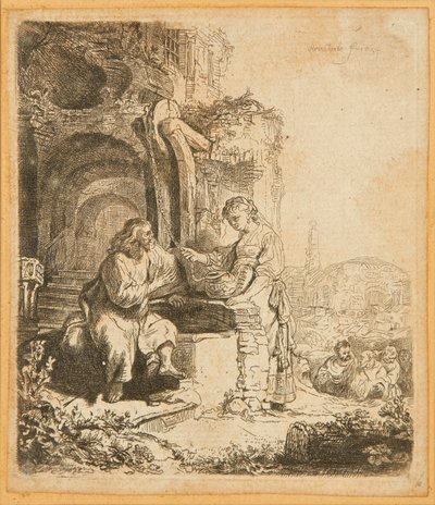 Cristo y la mujer de Samaria, entre ruinas de Rembrandt Harmensz. van Rijn