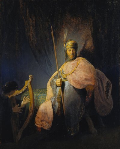 David tocando el arpa delante de Saúl, c.1630-31 (óleo sobre roble) de Rembrandt Harmensz. van Rijn