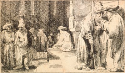 Judíos en la sinagoga de Rembrandt van Rijn