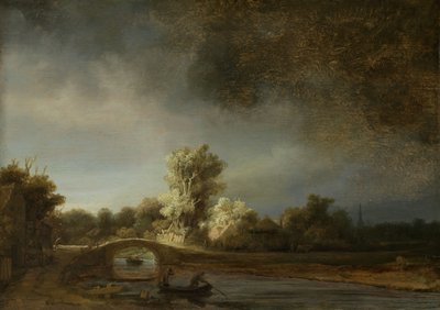 Paisaje con un puente de piedra, c.1638 de Rembrandt van Rijn