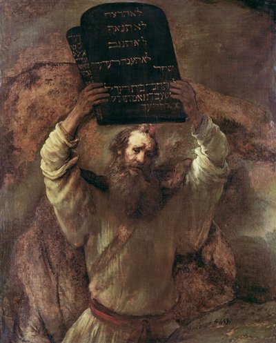 Moisés Rompiendo las Tablas de la Ley de Rembrandt van Rijn