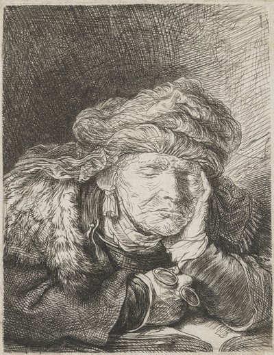 Anciana durmiendo de Rembrandt van Rijn