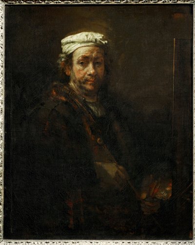 Retrato del artista en su caballete ... de Rembrandt Harmensz. van Rijn