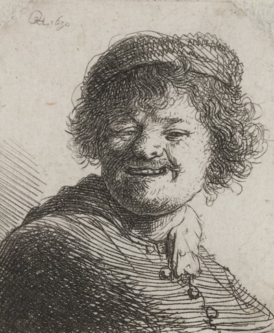 Rembrandt con gorra, riendo: busto de Rembrandt van Rijn