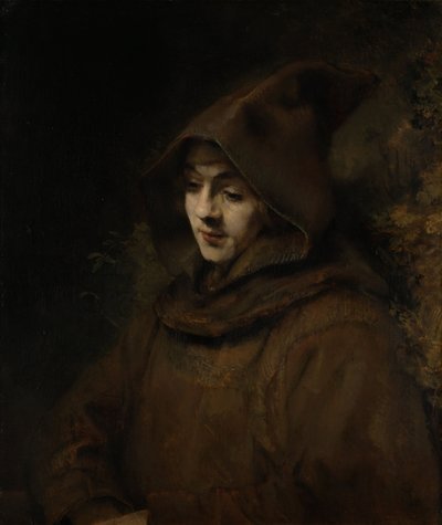 Tito, hijo de Rembrandt, con hábito de monje de Rembrandt van Rijn
