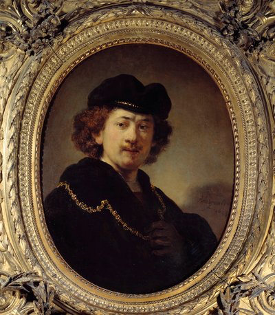 Autorretrato con gorro y cadena de oro de Rembrandt van Rijn