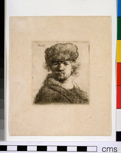 Autorretrato con un gorro de piel gruesa de Rembrandt van Rijn