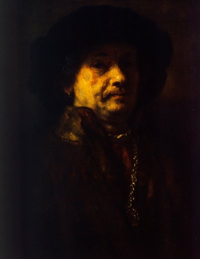 Autorretrato con abrigo de piel, cadena de oro y pendiente de Rembrandt Harmensz. van Rijn