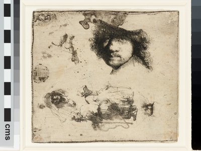 Hoja de estudios de Rembrandt van Rijn