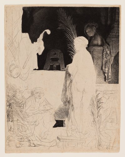 The Artist Drawing from the Model, c.1639 (aguafuerte y punta seca sobre papel verjurado beige) de Rembrandt Harmensz. van Rijn