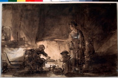 La cocina en la casa de Rembrandt de Rembrandt van Rijn