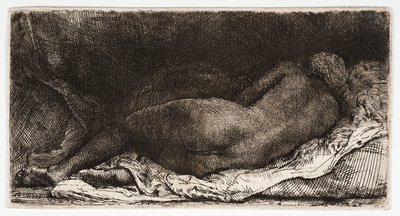 La mujer desnuda, durmiendo con las nalgas al viento, de Rembrandt Harmensz. van Rijn