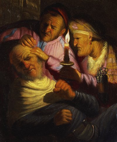 El sentido del tacto: La operación de la piedra de Rembrandt van Rijn