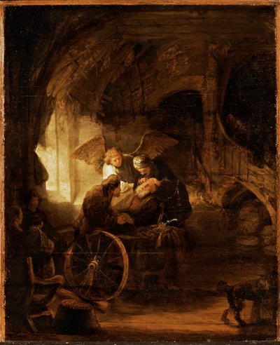 Tobías cura la ceguera de su padre (óleo sobre tabla) de Rembrandt Harmensz. van Rijn