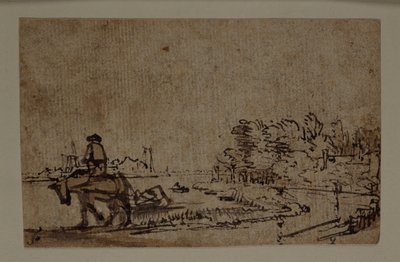 Vista en el Amstel, con un caballo remolcando una barcaza, c.1650 de Rembrandt Harmensz. van Rijn