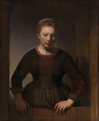 Joven mujer en una media puerta abierta, 1645 de Rembrandt Harmensz van Rijn