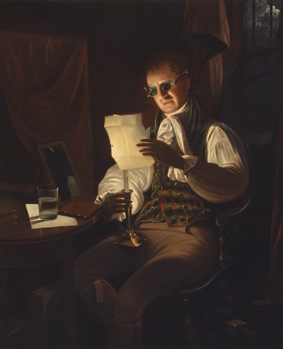 Hombre leyendo a la luz de las velas de Rembrandt Peale