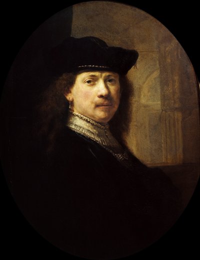 Autorretrato con fondo arquitectónico, ca 1639 de Rembrandt van Rhijn,