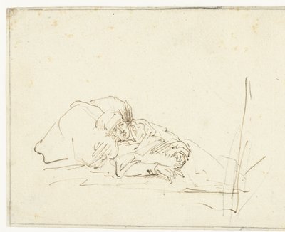 Saskia enferma en la cama de Rembrandt van Rijn (copy after)