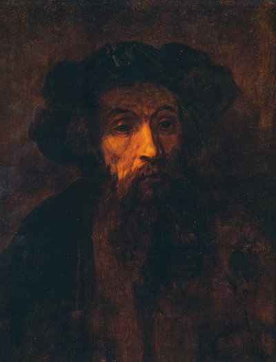 Un hombre barbudo con gorra de Rembrandt van Rijn