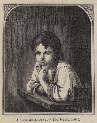 Una chica en una ventana de Rembrandt van Rijn