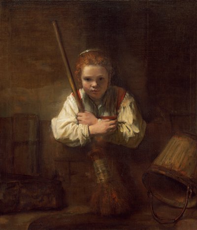 Una niña con una escoba, 1651 de Rembrandt van Rijn