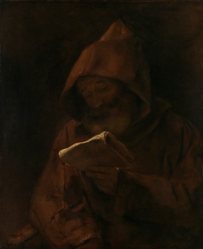 Un monje leyendo, 1661 de Rembrandt van Rijn