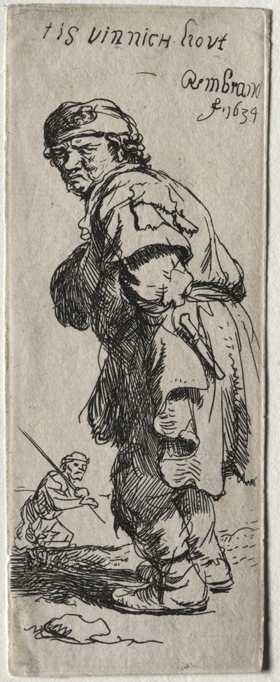 Un campesino gritando: hace mucho frío, 1634 de Rembrandt van Rijn