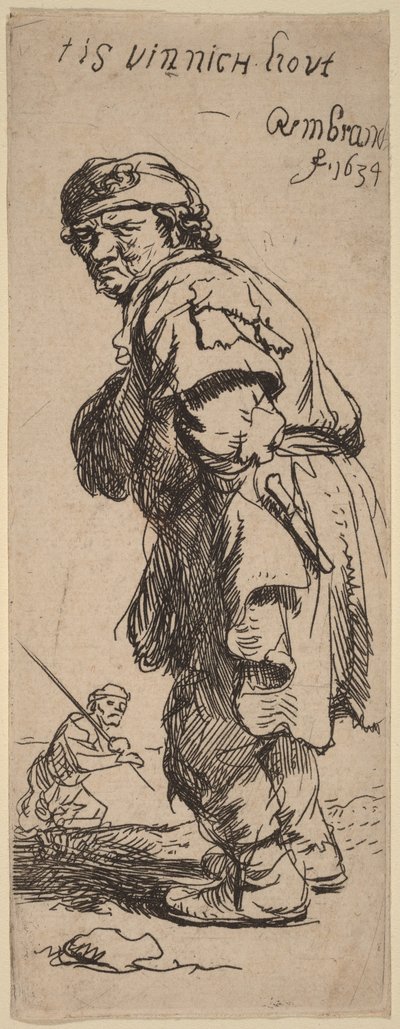 Un campesino que exclama: «tis vinnich kout» (Hace un frío que pela) de Rembrandt van Rijn