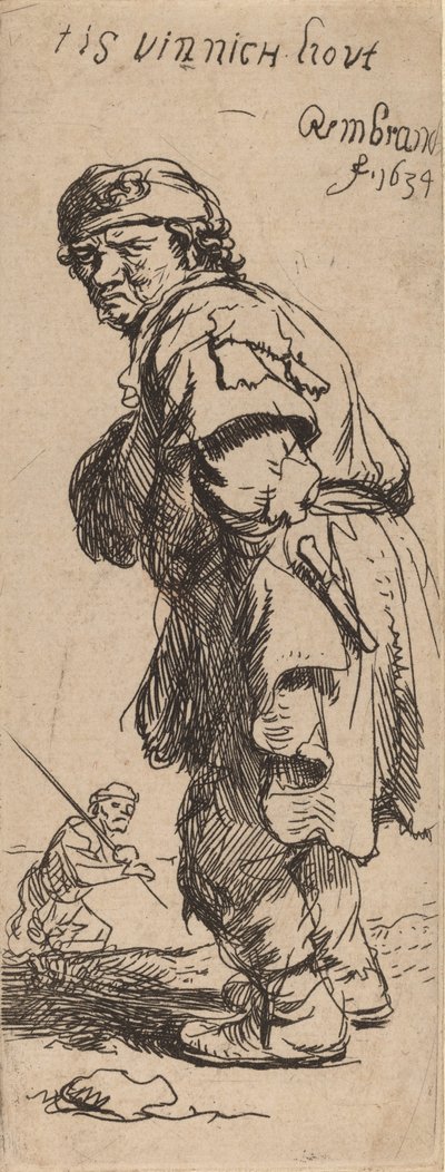Un campesino gritando: hace mucho frío, 1634 de Rembrandt van Rijn