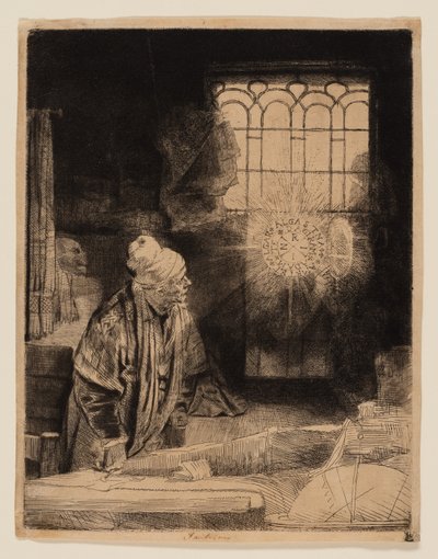 Un erudito en su estudio (Fausto) de Rembrandt van Rijn