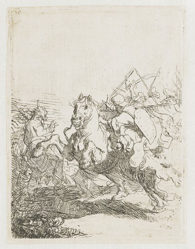 Una batalla de caballería de Rembrandt van Rijn