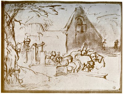 Escena de granja de Rembrandt van Rijn