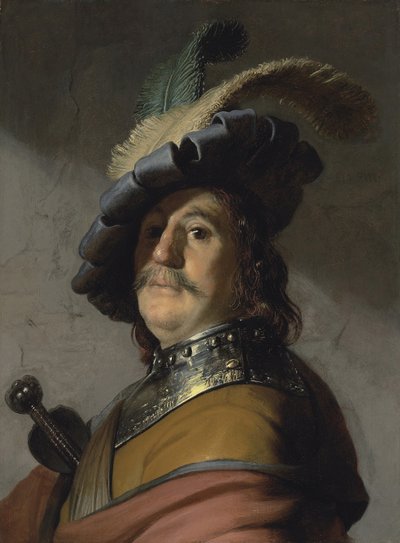 Un hombre con gorjal y gorra de Rembrandt van Rijn