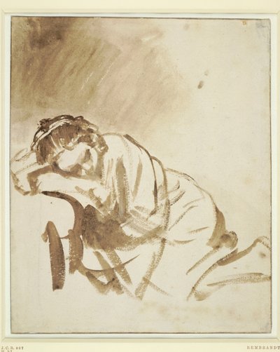 Una joven durmiendo Hendrickje Stoffels, ca 1654 de Rembrandt van Rijn
