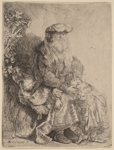 Abraham acariciando a Isaac de Rembrandt van Rijn