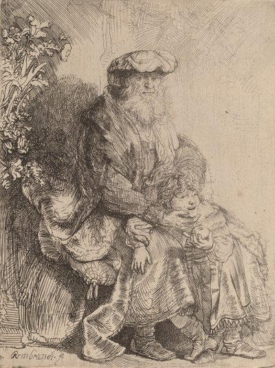 Abraham acariciando a Isaac, c. 1637 de Rembrandt van Rijn