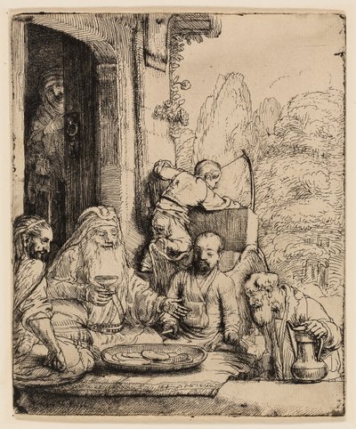 Abraham recibiendo a los ángeles de Rembrandt van Rijn