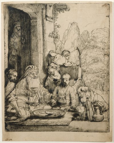 Abraham agasajando a los ángeles de Rembrandt van Rijn