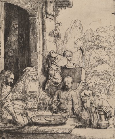 Abraham recibiendo a los ángeles, 1656 de Rembrandt van Rijn