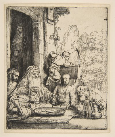 Abraham recibiendo a los ángeles, 1656 de Rembrandt van Rijn