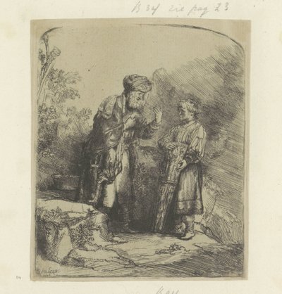 Abraham en Izaak Colección de ochenta y cinco grabados originales (título de la serie) de Rembrandt van Rijn