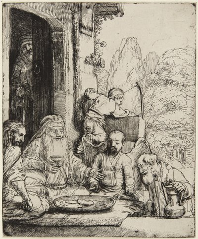 Abraham agasajando a los ángeles de Rembrandt van Rijn