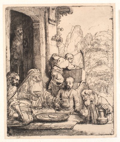 Abraham recibiendo a los ángeles de Rembrandt van Rijn