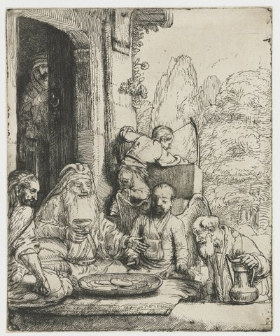 Abraham entreteniendo a los ángeles de Rembrandt van Rijn