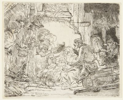 La adoración de los pastores con la lámpara de Rembrandt van Rijn