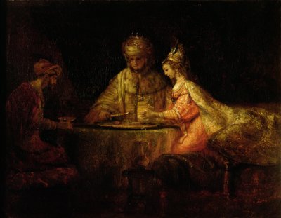 Asuero (Jerjes), Amán y Ester, c.1660 de Rembrandt van Rijn